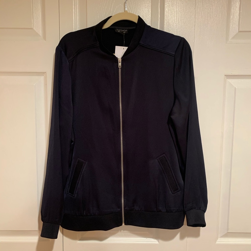 Topshop Navy Women’s Zip-up Track Suit Jacket